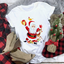 Load image into Gallery viewer, White Hipster Suitable All Seasons Tshirt Tops Clothing New Santa Claus T Shirt Women Fashion Merry Christmas Harajuku T-shirt