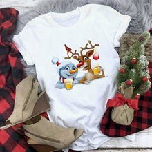 Load image into Gallery viewer, White Hipster Suitable All Seasons Tshirt Tops Clothing New Santa Claus T Shirt Women Fashion Merry Christmas Harajuku T-shirt