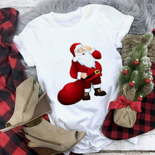 Load image into Gallery viewer, White Hipster Suitable All Seasons Tshirt Tops Clothing New Santa Claus T Shirt Women Fashion Merry Christmas Harajuku T-shirt