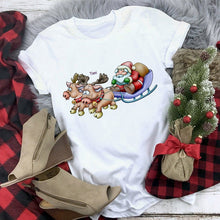 Load image into Gallery viewer, White Hipster Suitable All Seasons Tshirt Tops Clothing New Santa Claus T Shirt Women Fashion Merry Christmas Harajuku T-shirt