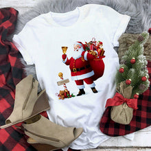 Load image into Gallery viewer, White Hipster Suitable All Seasons Tshirt Tops Clothing New Santa Claus T Shirt Women Fashion Merry Christmas Harajuku T-shirt