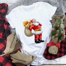 Load image into Gallery viewer, White Hipster Suitable All Seasons Tshirt Tops Clothing New Santa Claus T Shirt Women Fashion Merry Christmas Harajuku T-shirt