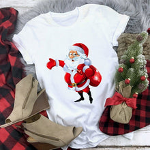 Load image into Gallery viewer, White Hipster Suitable All Seasons Tshirt Tops Clothing New Santa Claus T Shirt Women Fashion Merry Christmas Harajuku T-shirt