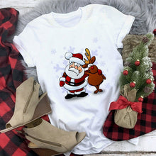 Load image into Gallery viewer, White Hipster Suitable All Seasons Tshirt Tops Clothing New Santa Claus T Shirt Women Fashion Merry Christmas Harajuku T-shirt